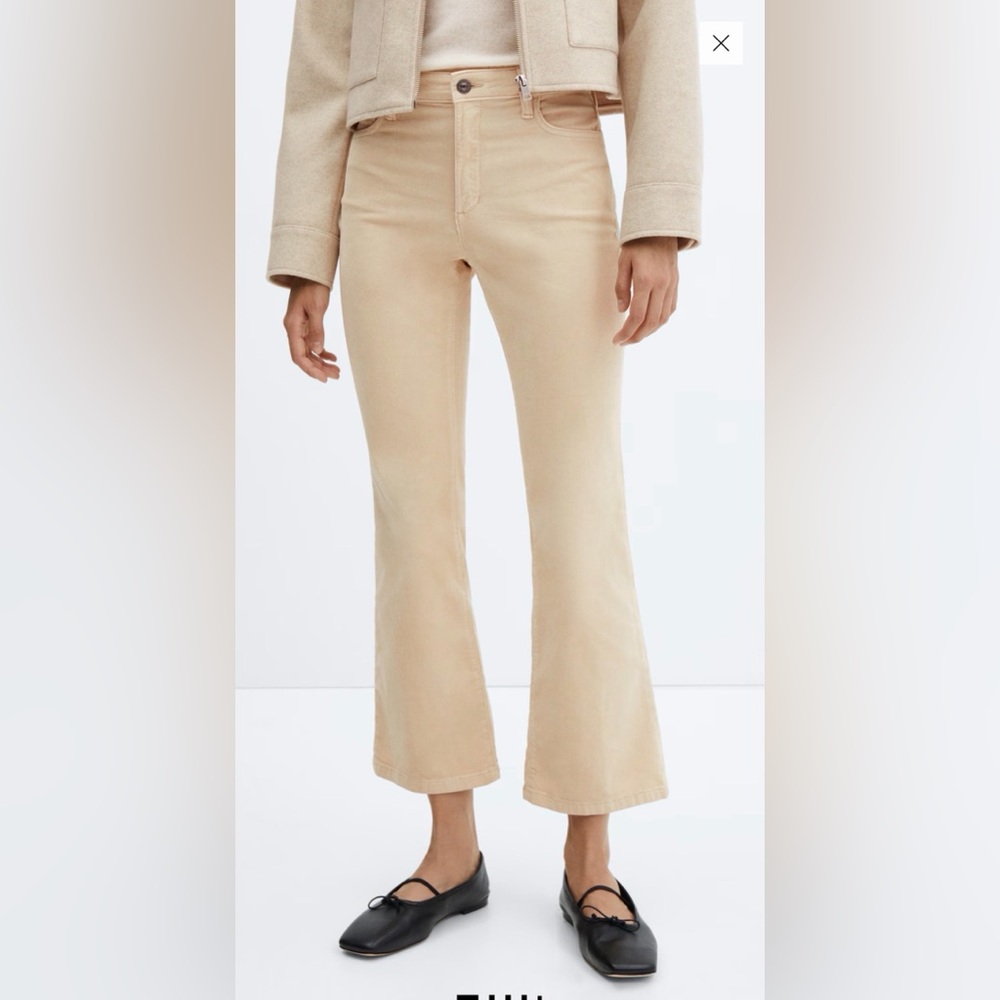 Mango flared cropped corduroy jeans cream ecru Size 8 - Picture 5 of 9